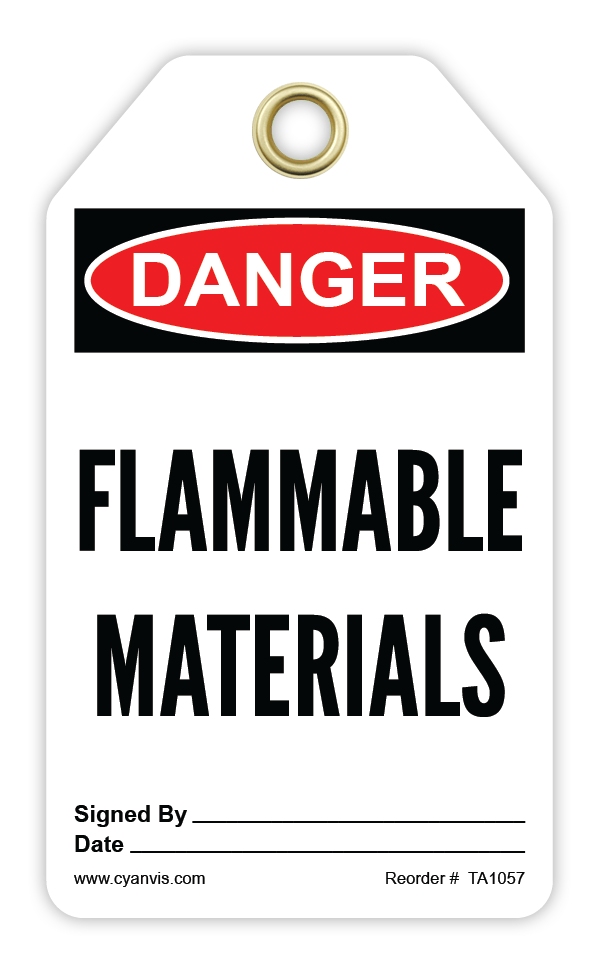 Safety Tag: Danger - FLAMMABLE MATERIALS - CYANvisuals