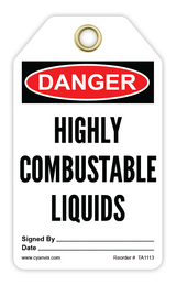 Safety Tag: Danger - HIGHLY COMBUSTABLE LIQUIDS - CYANvisuals