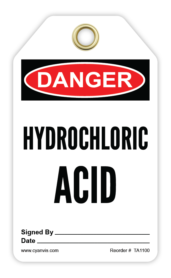 Safety Tag: Danger - HYDROCHLORIC ACID - CYANvisuals