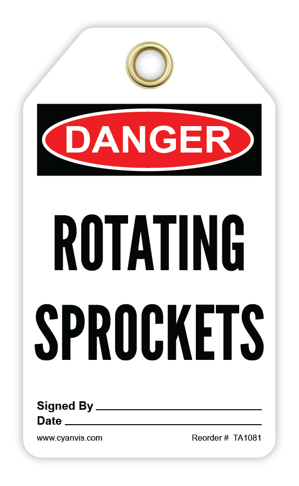Safety Tag: Danger - ROTATING SPROCKETS - CYANvisuals