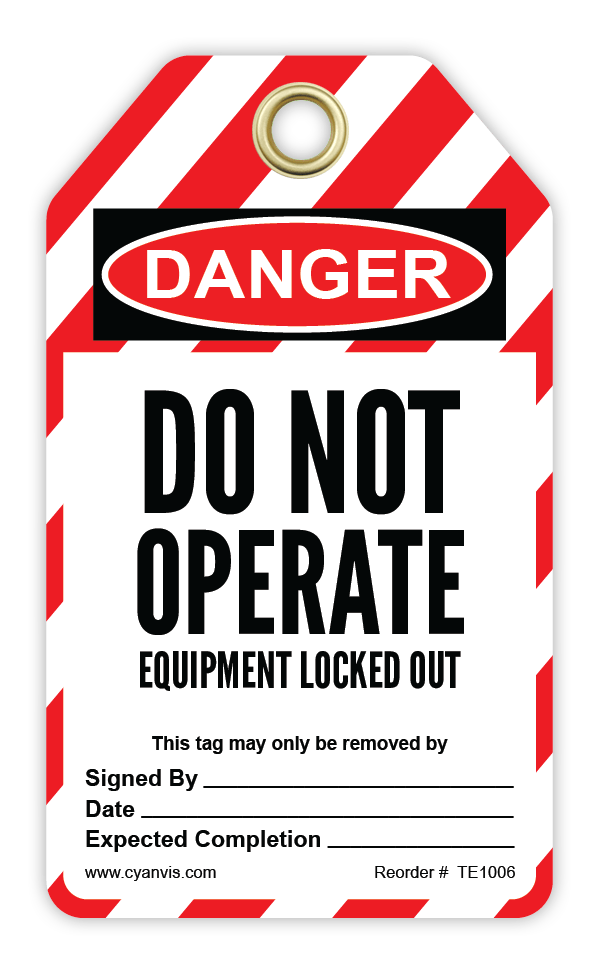 Safety Tag: Lockout - DO NOT OPERATE EQUIPMENT LOCKED OUT - CYANvisuals