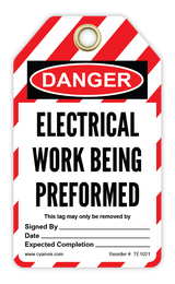 Safety Tag: Lockout - ELECTRICAL WORK BEING PERFORMED - CYANvisuals