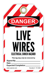 Safety Tag: Lockout - LIVE WIRES ELECTRICAL SHOCK HAZARD - CYANvisuals