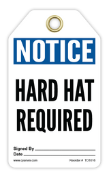 Safety Tag: Notice - HARD HAT REQUIRED - CYANvisuals