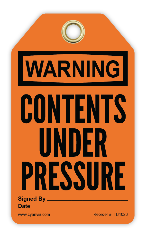Safety Tag: Warning - CONTENTS UNDER PRESSURE - CYANvisuals