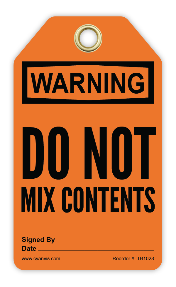 Safety Tag: Warning - DO NOT MIX CONTENTS - CYANvisuals