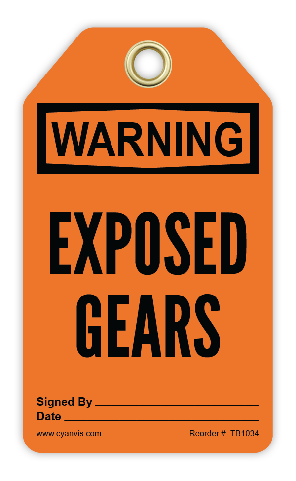 Safety Tag: Warning - EXPOSED GEARS - CYANvisuals