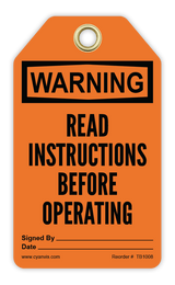 Safety Tag: Warning - READ INSTRUCTIONS BEFORE OPERATING - CYANvisuals