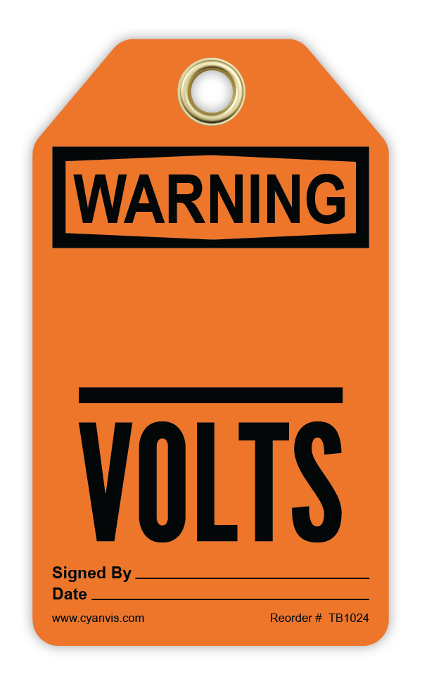 Safety Tag: Warning - _____ VOLTS - CYANvisuals